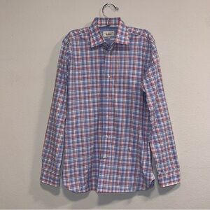 Ted Baker Endurance Blue and Red Plaid Button-Down Shirt